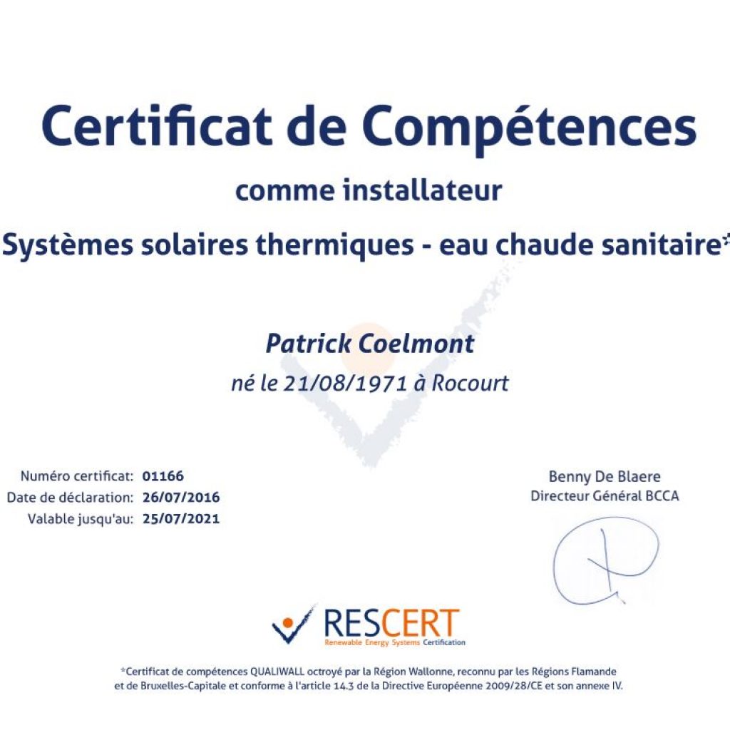 centification environementale solaire thermique